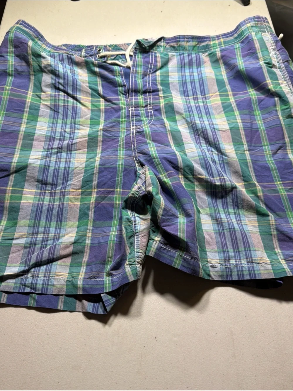 Polo by Ralph Lauren Blue and Green Plaid Swim Trunks